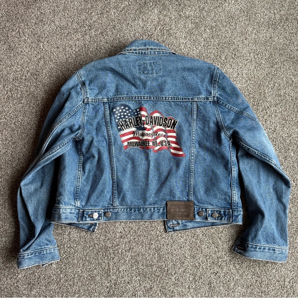 Harley Davidson American Flag Jean Jacket